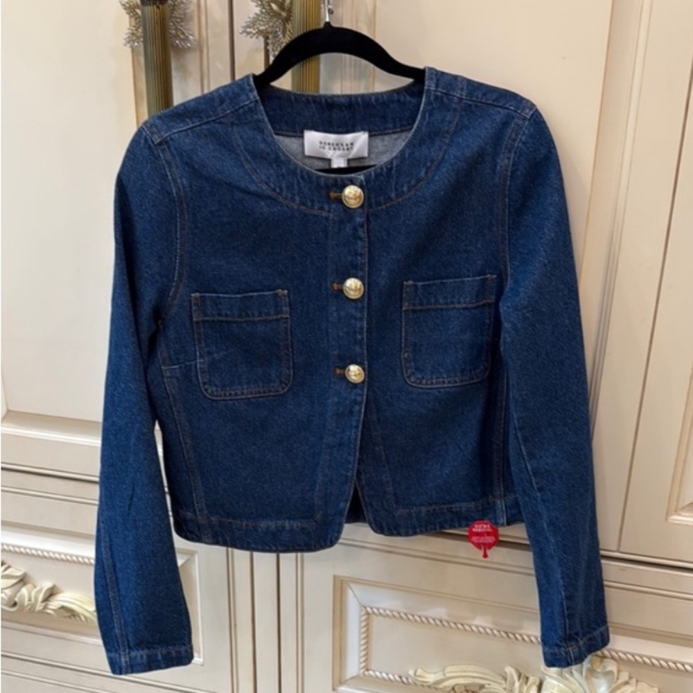 10 Crosby Derek Lam Blue Jean Jacket with Gold Buttons